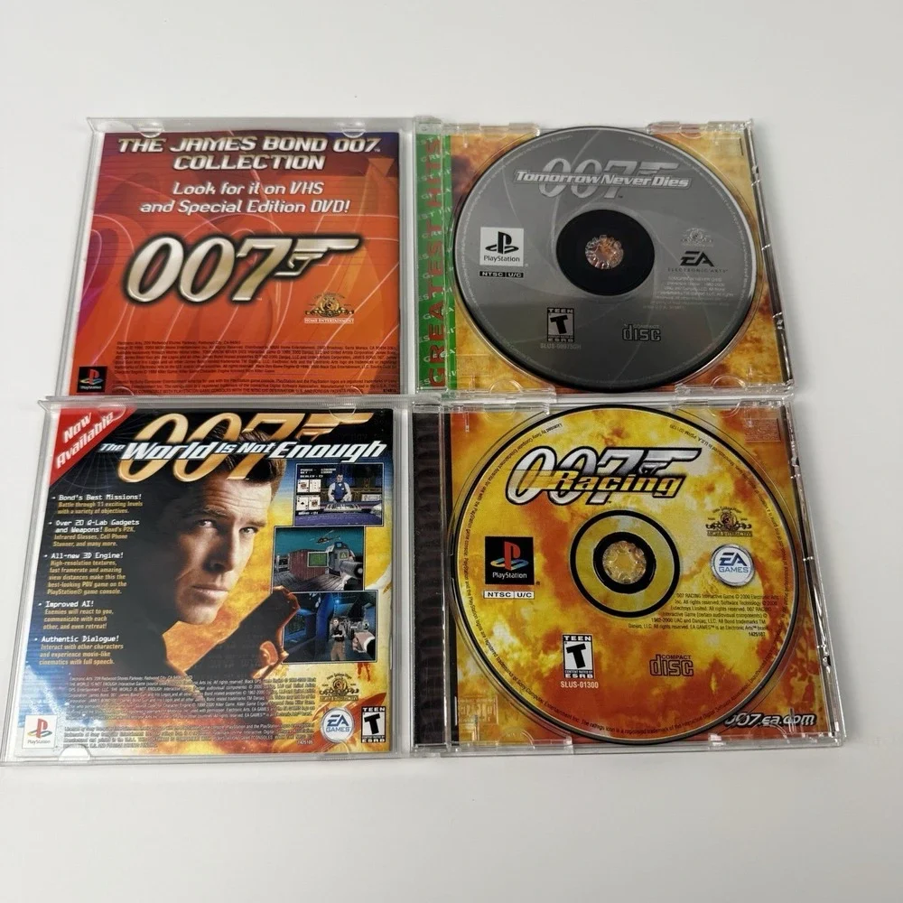 007 Tomorrow Never Dies & 007 Racing Sony Playstation PS1 Complete Bundle Lot